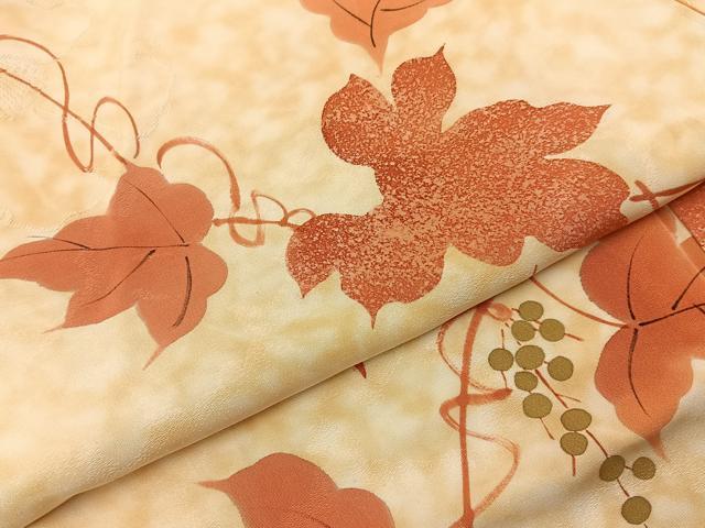 平和屋着物■上質な小紋　手描き　蔦の葉文　正絹　逸品　BAAY6748hj
