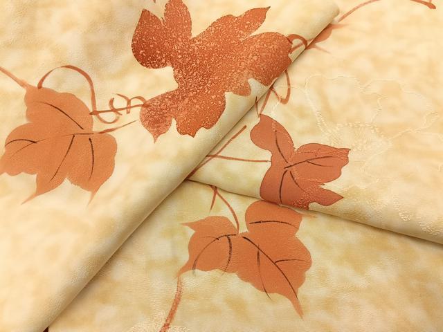 平和屋着物■上質な小紋　手描き　蔦の葉文　正絹　逸品　BAAY6748hj