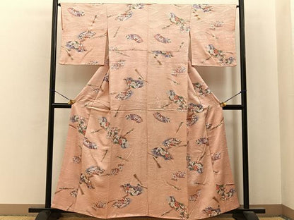 平和屋着物■上質な小紋　地紙花鳥文　金彩　やまと誂製　正絹　逸品　BAAY6749hj