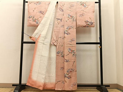 平和屋着物■上質な小紋　地紙花鳥文　金彩　やまと誂製　正絹　逸品　BAAY6749hj