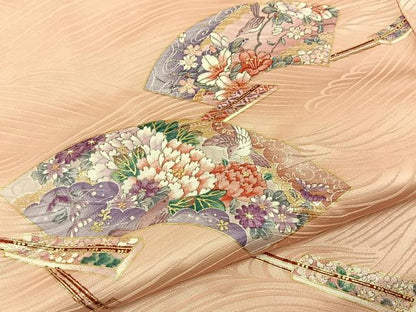 平和屋着物■上質な小紋　地紙花鳥文　金彩　やまと誂製　正絹　逸品　BAAY6749hj