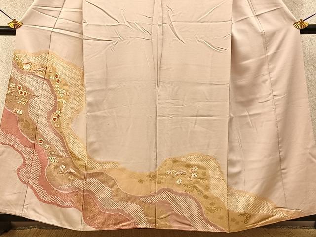 平和屋着物■色留訪問着　絞り　刺繍　道長宝尽くし花文　金銀彩　正絹　逸品　BAAY6750hj