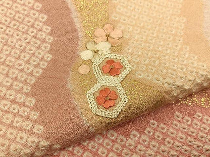 平和屋着物■色留訪問着　絞り　刺繍　道長宝尽くし花文　金銀彩　正絹　逸品　BAAY6750hj