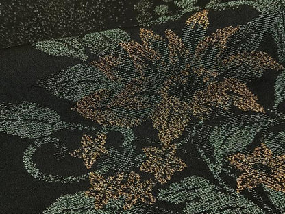 平和屋着物■上質な小紋　寿光織　飾花文　黒地　金銀糸　正絹　逸品　BAAY6753hj