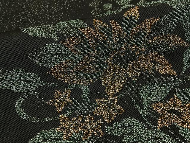 平和屋着物■上質な小紋　寿光織　飾花文　黒地　金銀糸　正絹　逸品　BAAY6753hj
