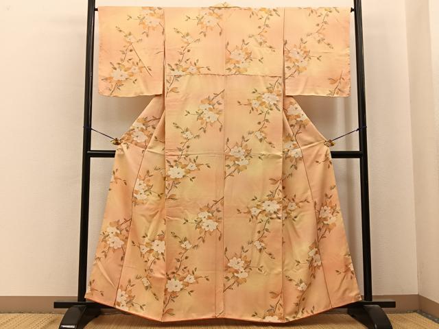 平和屋着物■上質な小紋　枝花文　暈し染め　正絹　逸品　BAAY6754hj