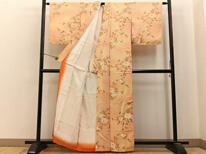 平和屋着物■上質な小紋　枝花文　暈し染め　正絹　逸品　BAAY6754hj