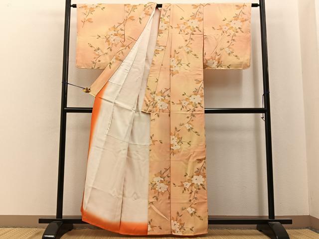 平和屋着物■上質な小紋　枝花文　暈し染め　正絹　逸品　BAAY6754hj