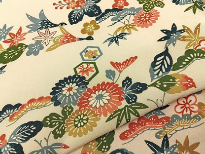 平和屋着物■上質な小紋　型染め　吉祥花文　正絹　逸品　BAAY6755hj