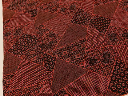平和屋着物■上質な小紋　型染め　切嵌吉祥花文　お召縮緬　正絹　逸品　BAAY6756hj