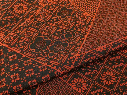 平和屋着物■上質な小紋　型染め　切嵌吉祥花文　お召縮緬　正絹　逸品　BAAY6756hj