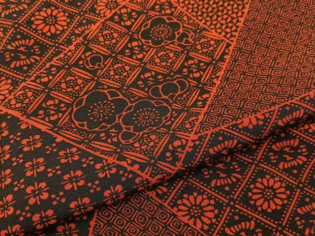 平和屋着物■上質な小紋　型染め　切嵌吉祥花文　お召縮緬　正絹　逸品　BAAY6756hj