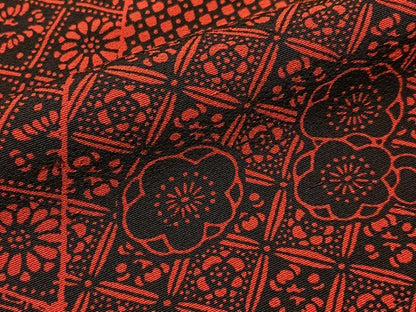 平和屋着物■上質な小紋　型染め　切嵌吉祥花文　お召縮緬　正絹　逸品　BAAY6756hj