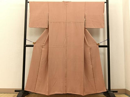 平和屋着物■上質な色無地　深支子色　正絹　逸品　BAAY6759hj