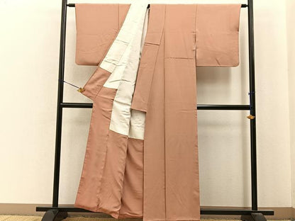 平和屋着物■上質な色無地　深支子色　正絹　逸品　BAAY6759hj