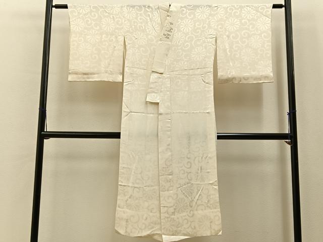 平和屋着物■長襦袢　無双仕立て　菊唐草地紋　半衿刺繍　正絹　逸品　BAAY6762hj