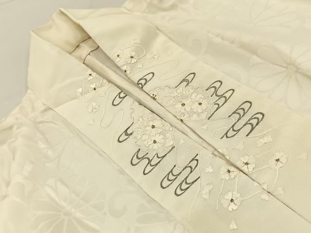 平和屋着物■長襦袢　無双仕立て　菊唐草地紋　半衿刺繍　正絹　逸品　BAAY6762hj