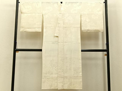 平和屋着物■長襦袢　無双仕立て　流水草花地紋　小田急百貨店扱い　正絹　逸品　BAAY6765hj