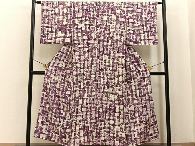 平和屋着物■上質な小紋　抽象文様　正絹　逸品　BAAY6767hj