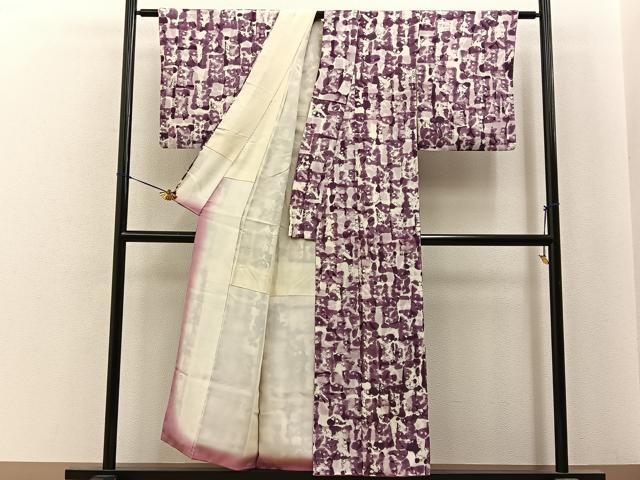 平和屋着物■上質な小紋　抽象文様　正絹　逸品　BAAY6767hj