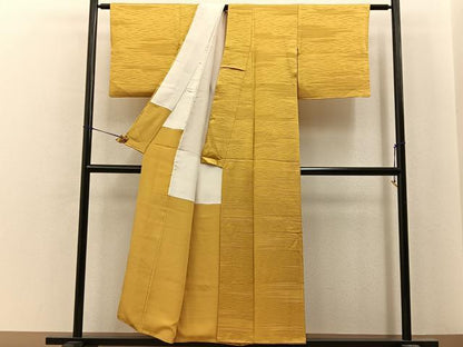平和屋着物■上質な色無地　霞地紋　櫨染色　正絹　逸品　BAAY6770hj