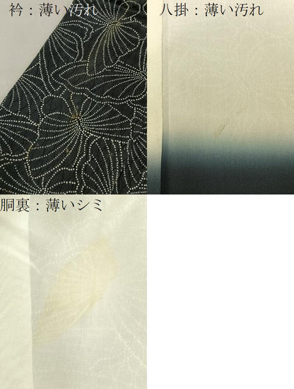 平和屋着物■上質な小紋　舞蝶文　黒地　正絹　逸品　BAAY6771hj