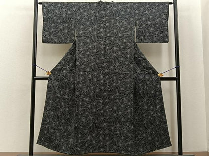 平和屋着物■上質な小紋　舞蝶文　黒地　正絹　逸品　BAAY6771hj