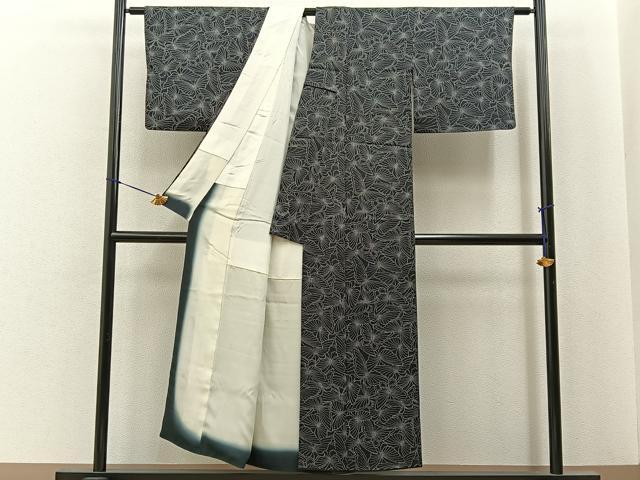 平和屋着物■上質な小紋　舞蝶文　黒地　正絹　逸品　BAAY6771hj