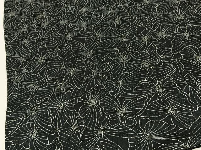 平和屋着物■上質な小紋　舞蝶文　黒地　正絹　逸品　BAAY6771hj