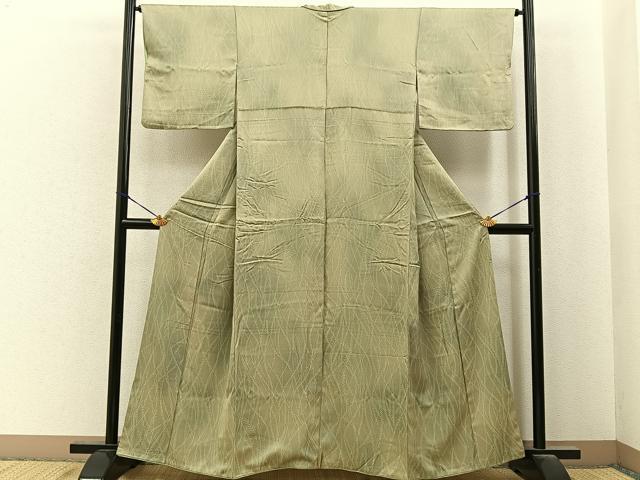 平和屋着物■上質な小紋　草葉文　暈し染め　正絹　逸品　BAAY6773hj