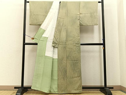 平和屋着物■上質な小紋　草葉文　暈し染め　正絹　逸品　BAAY6773hj