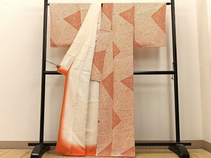 平和屋着物■上質な小紋　切嵌舞桜文　正絹　逸品　未使用　BAAY6774hj