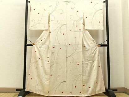 平和屋着物■上質な小紋　草花文　金彩　正絹　逸品　BAAY6775hj