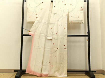 平和屋着物■上質な小紋　草花文　金彩　正絹　逸品　BAAY6775hj