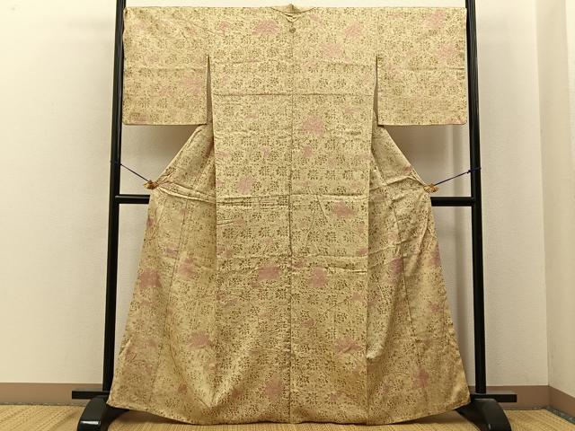 平和屋着物■上質な小紋　更紗花文　金彩　正絹　逸品　BAAY6780hj