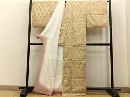 平和屋着物■上質な小紋　更紗花文　金彩　正絹　逸品　BAAY6780hj