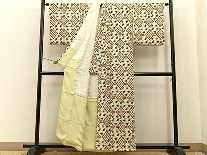 平和屋着物■上質な小紋　吉祥文　鬼しぼ縮緬　正絹　逸品　BAAY6782hj