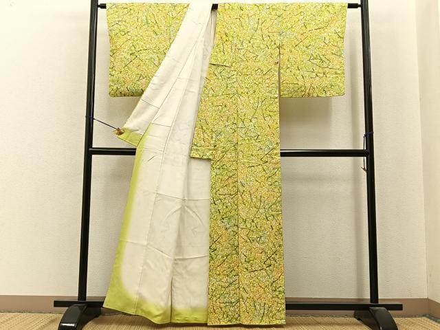 平和屋着物■上質な小紋　枝花文　正絹　逸品　BAAY6783hj