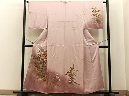 平和屋着物■訪問着　流水扇面花文　暈し染め　金彩　正絹　逸品　BAAY6784hj
