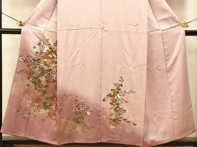 平和屋着物■訪問着　流水扇面花文　暈し染め　金彩　正絹　逸品　BAAY6784hj