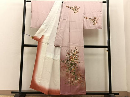 平和屋着物■訪問着　流水扇面花文　暈し染め　金彩　正絹　逸品　BAAY6784hj