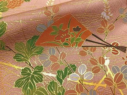平和屋着物■訪問着　流水扇面花文　暈し染め　金彩　正絹　逸品　BAAY6784hj