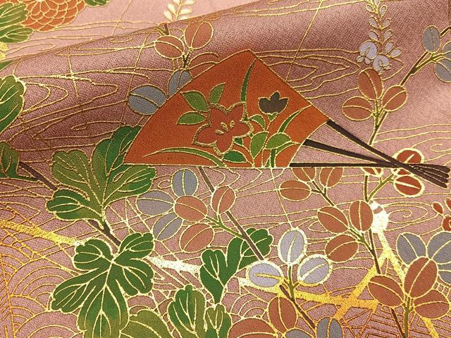 平和屋着物■訪問着　流水扇面花文　暈し染め　金彩　正絹　逸品　BAAY6784hj