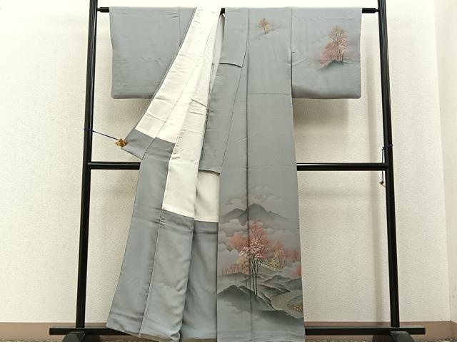 平和屋着物■訪問着　手描き　風景文　暈し染め　正絹　逸品　BAAY6785hj