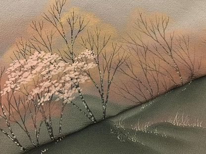 平和屋着物■訪問着　手描き　風景文　暈し染め　正絹　逸品　BAAY6785hj