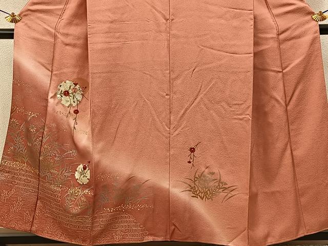 平和屋着物■訪問着　刺繍　雪輪菊文　暈し染め　金彩　正絹　逸品　BAAY6786hj