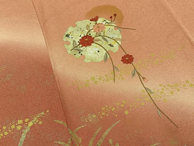 平和屋着物■訪問着　刺繍　雪輪菊文　暈し染め　金彩　正絹　逸品　BAAY6786hj