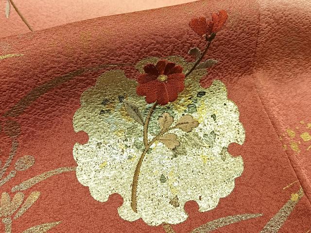 平和屋着物■訪問着　刺繍　雪輪菊文　暈し染め　金彩　正絹　逸品　BAAY6786hj
