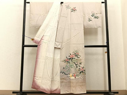 平和屋着物■訪問着　鴛鴦花文　暈し染め　金彩　正絹　逸品　未使用　BAAY6788hj