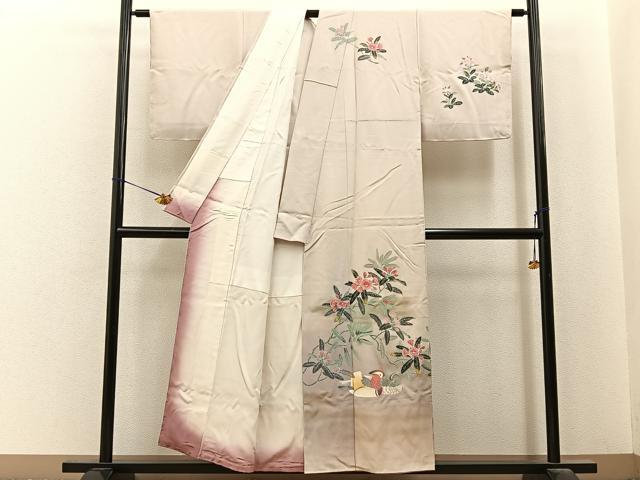 平和屋着物■訪問着　鴛鴦花文　暈し染め　金彩　正絹　逸品　未使用　BAAY6788hj